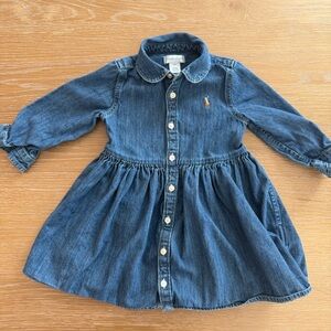 Ralph Lauren Indigo Denim Dress with Embroidered Logo Detail